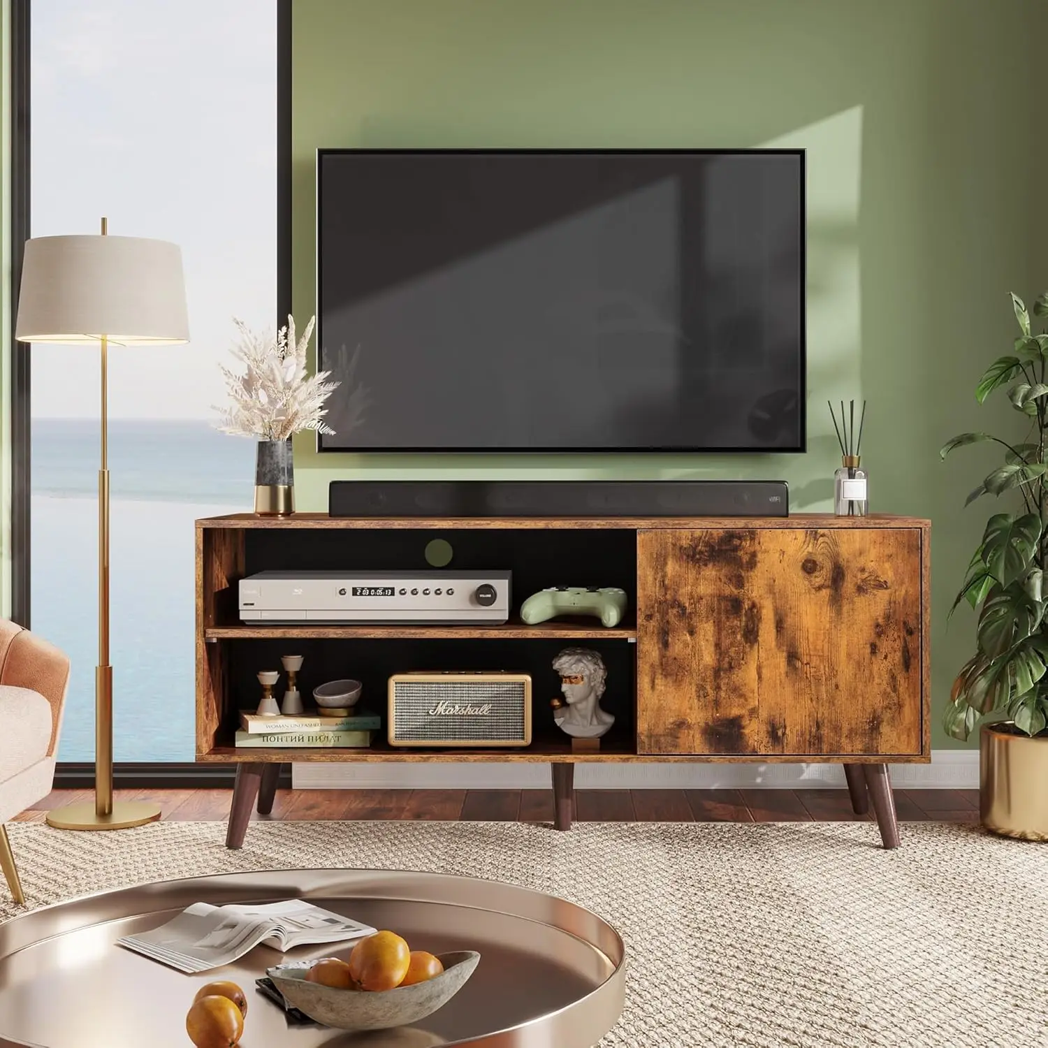

Umail Furniture TV Stand for 55 Inch TVs, Entertainment Center with Storage Cabinet