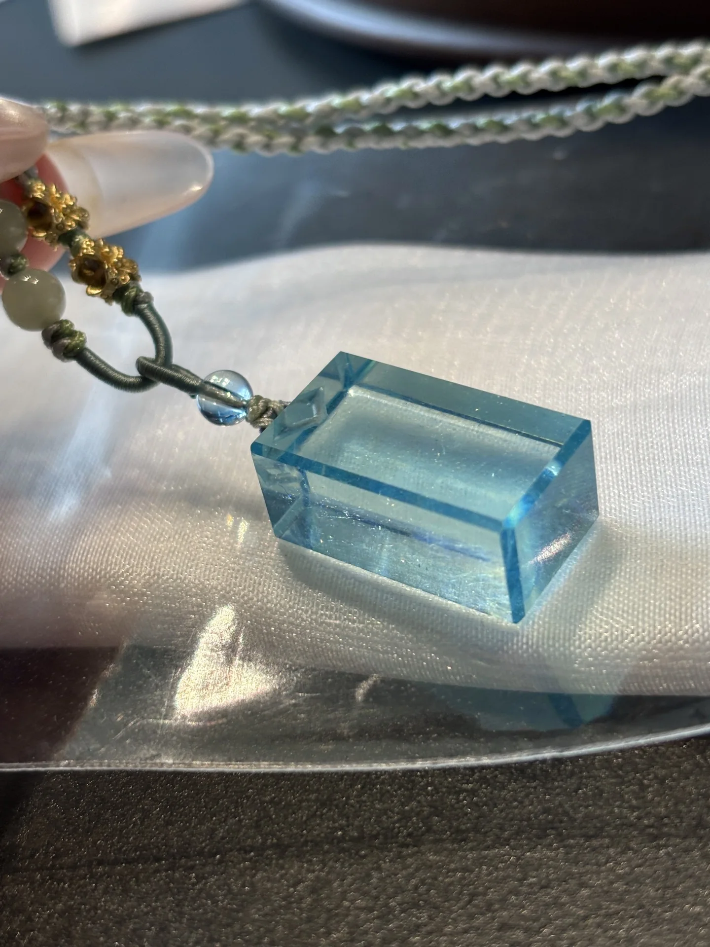 

Кулон из натурального синего аквамарина, большой аквамарин, Бразилия, 23,3x13,5x10,2 мм, куб, аквамарин, ожерелье, женские модные украшения AAAAAA