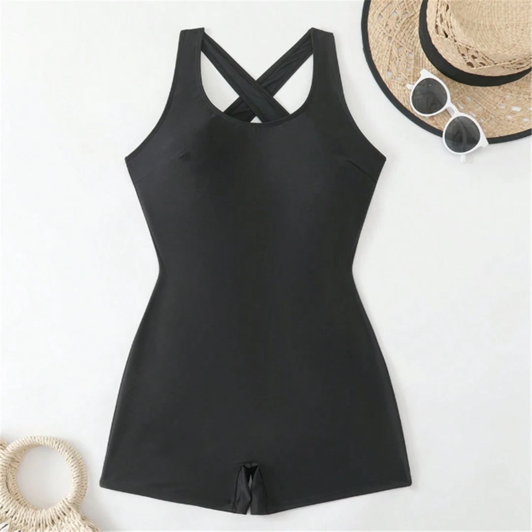 S - XL Schwarzer einteiliger Badeanzug, neu geschnitten, mit ausgeschnittenem Rücken, Surfanzug, Damen-Badebekleidung, Shorts, Badeanzug, Badebekleidung, Badeanzug V7858 – Detail 8