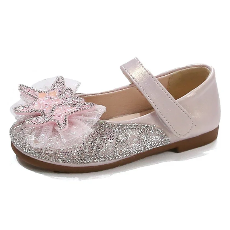 

Girls' Princess Shoes Spring Fashion Sequin Children's Leather Shoes Soft Sole Anti Slip Baby Kid's Casual Performance Shoes