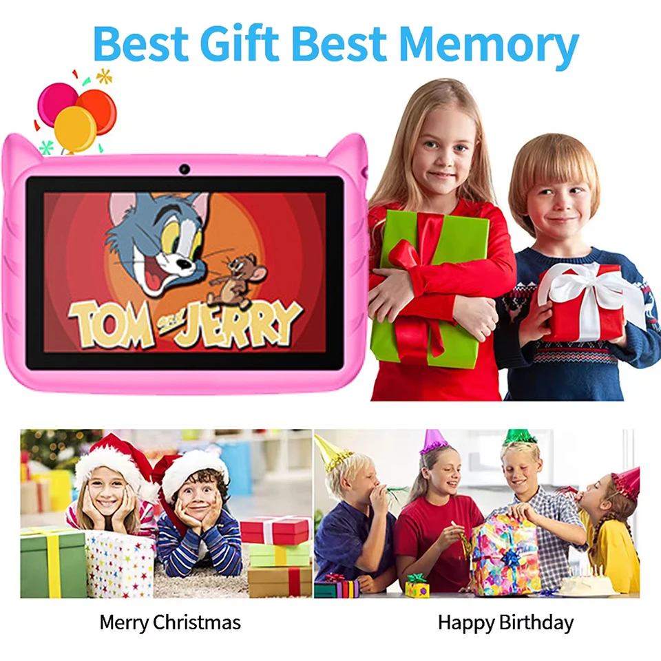 Tablet per bambini da 7 pollici Batteria da 3200 MAH 5G WiFi 8 GB RAM 512 GB ROM Android 14.0 Doppia fotocamera Migliori regali per bambini Modalità di controllo parentale