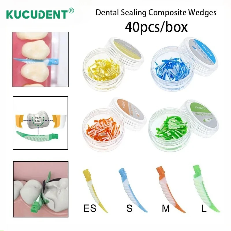 40PCS Dental Silicone Interdental Wedges 270° Adaptive Sealing Composite Wedges Autoclavable Tooth Restoration Filling Tools