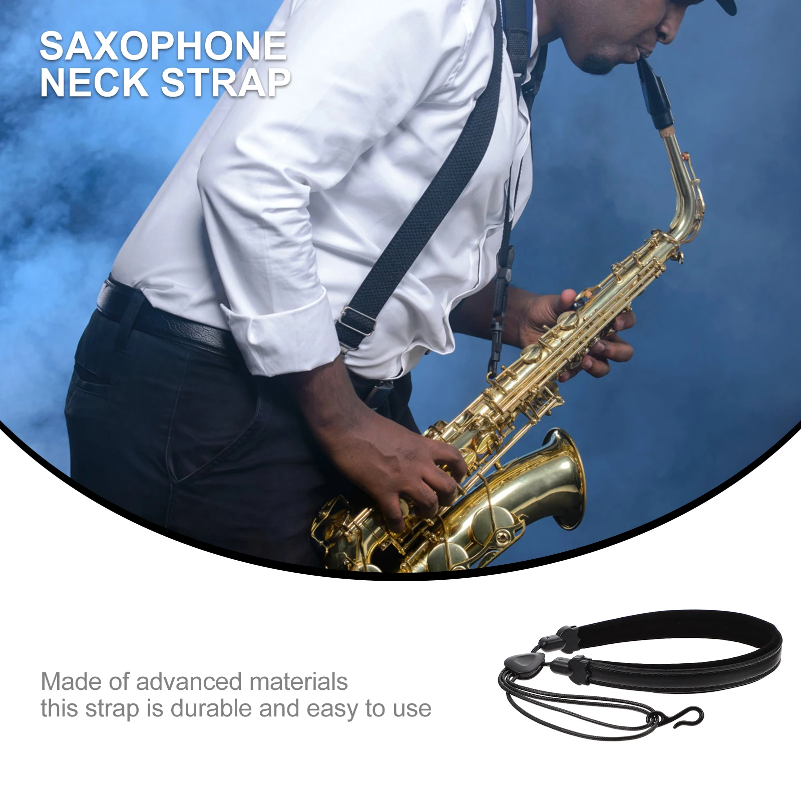 

1 pc Saxophone Strap Neck Guitar Tenor Suede Accessories Harness Shoulder Belt Durable PU Adjustable Instrument Parts