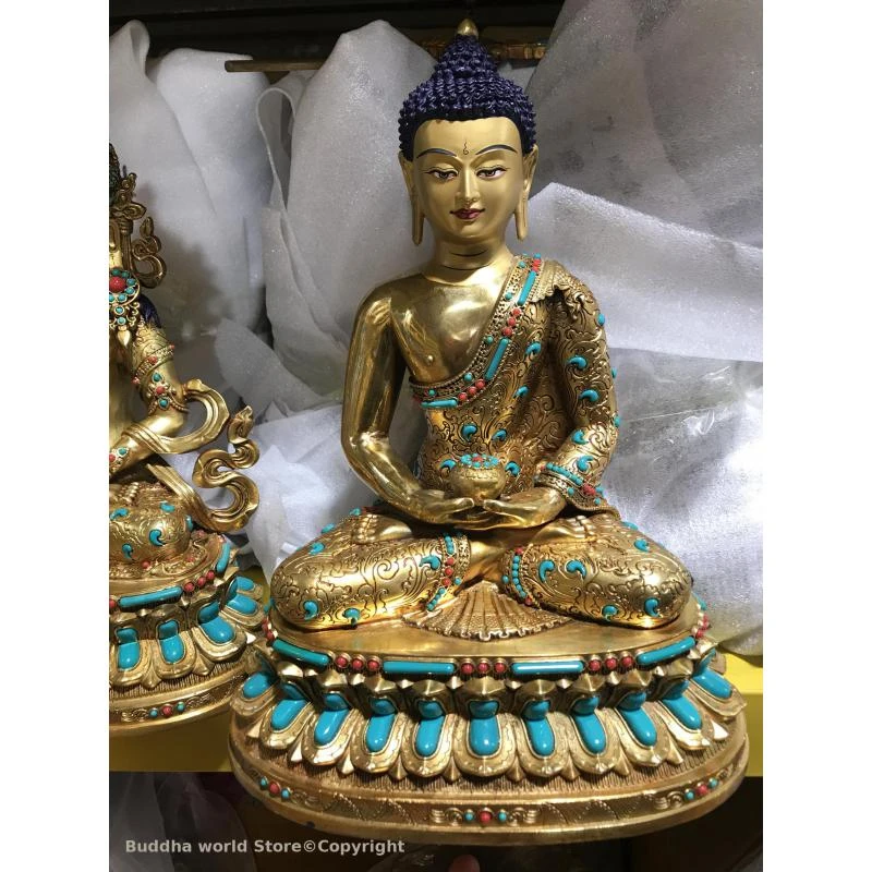 50% OFF high quality gemstone Buddha statue Amitabha the Medicine Buddha Buddhism family Temple monk Altar worship 30cm large