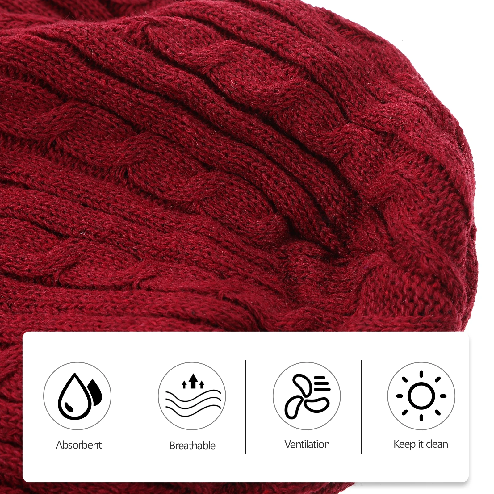 

Warm Knitted Hat For Winter Thickened Head Neck Cap Unisex Outdoor Ski Winter Neck Cap Cycling Hat Red One Size