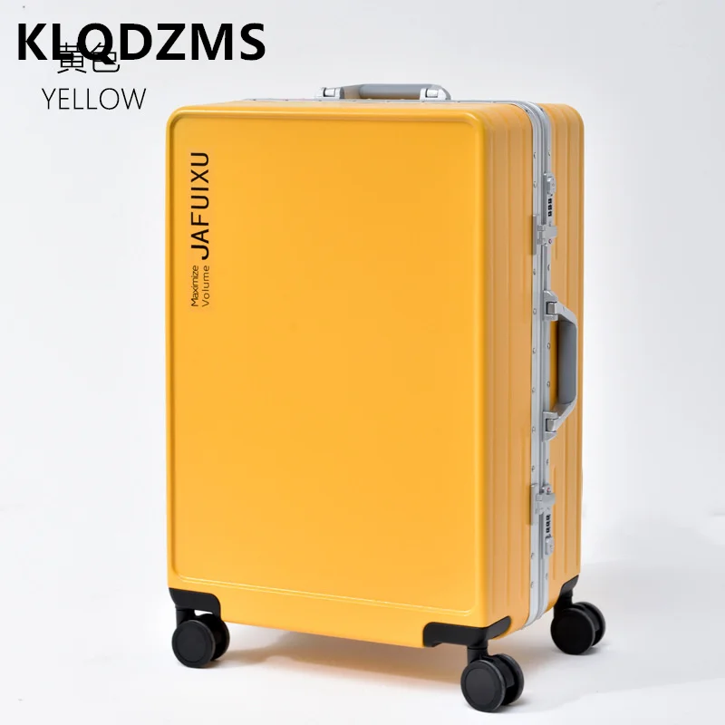 KLQDZMS New Luggage 20"24"26 Inch PC Trolley Case Aluminum Frame Boarding Box Students Password Box with Wheels Rolling Suitcase