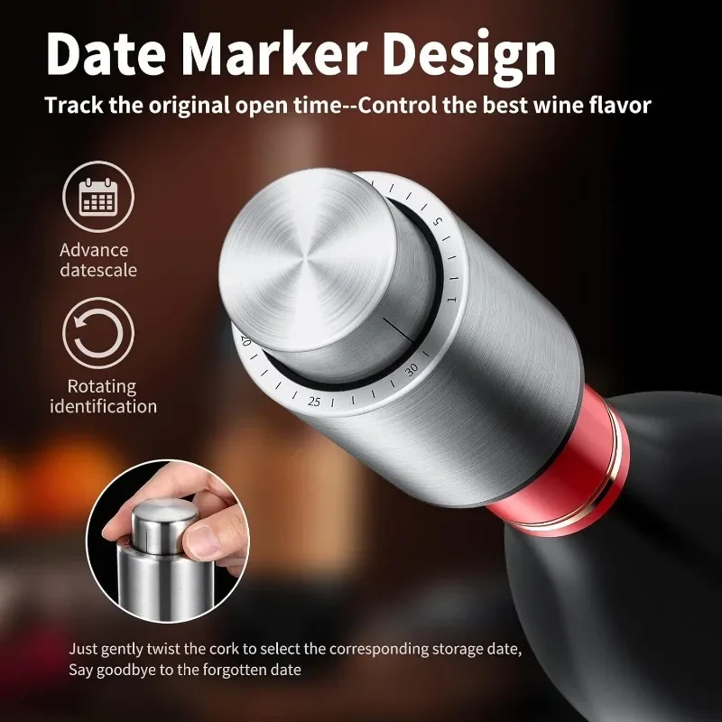 Wine Bottle Stoppers Vacuum Wine Stopper Stainless Steel Wine Savers Vacuum Pump Corks Keep Wine Really Fresh