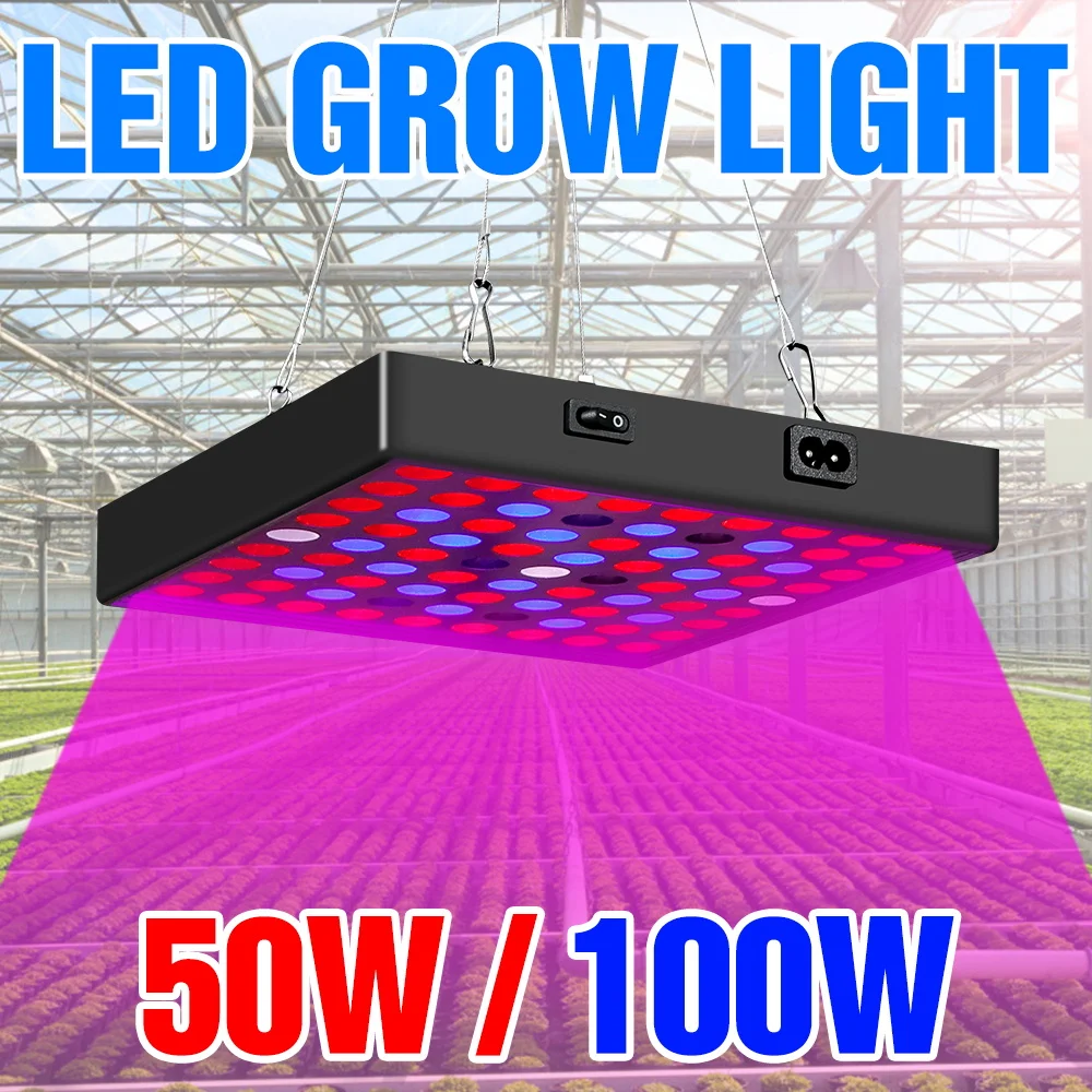 

100W LED Grow Light 50W Full Spectrum Plant Hydroponics Fill Lamp IR UR For Indoor Flower Succulent Cactus Cultivation Lighting
