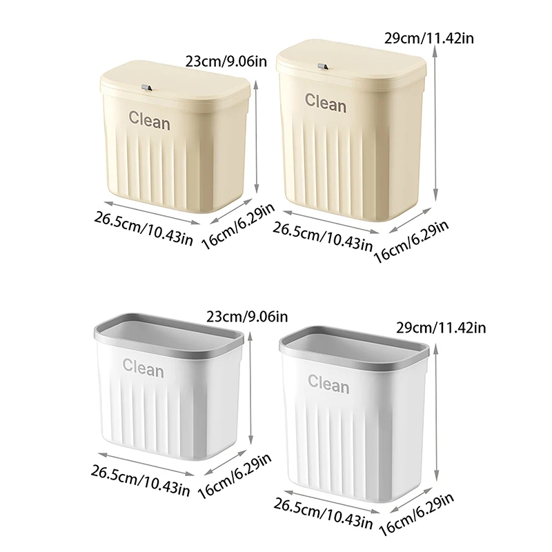 Kitchen Trash Can Wall Mounted Hanging Trash Bin With Lid Garbage Can For Cabinet Under Sink Waste Garbage Compost Bin 8.5/12L