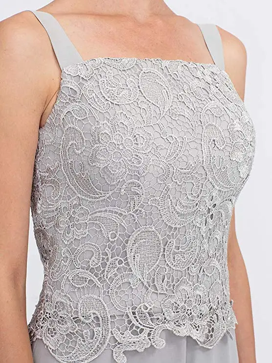 Imagem -03 - Vestido de Casamento Feminino em Chiffon Macacão de Manga Comprida Vestido de Noite para Convidados Renda Cinza Mãe da Noiva Peças 2023