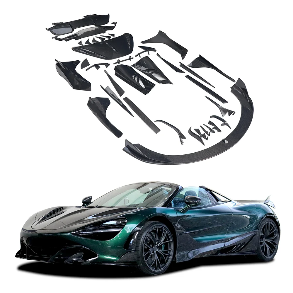 

Комплект кузова из углеродного волокна TOP Style для McLaren 720S 2017-2019, передний бампер, спойлер, крыло, задний диффузор, боковые юбки, капот двигателя
