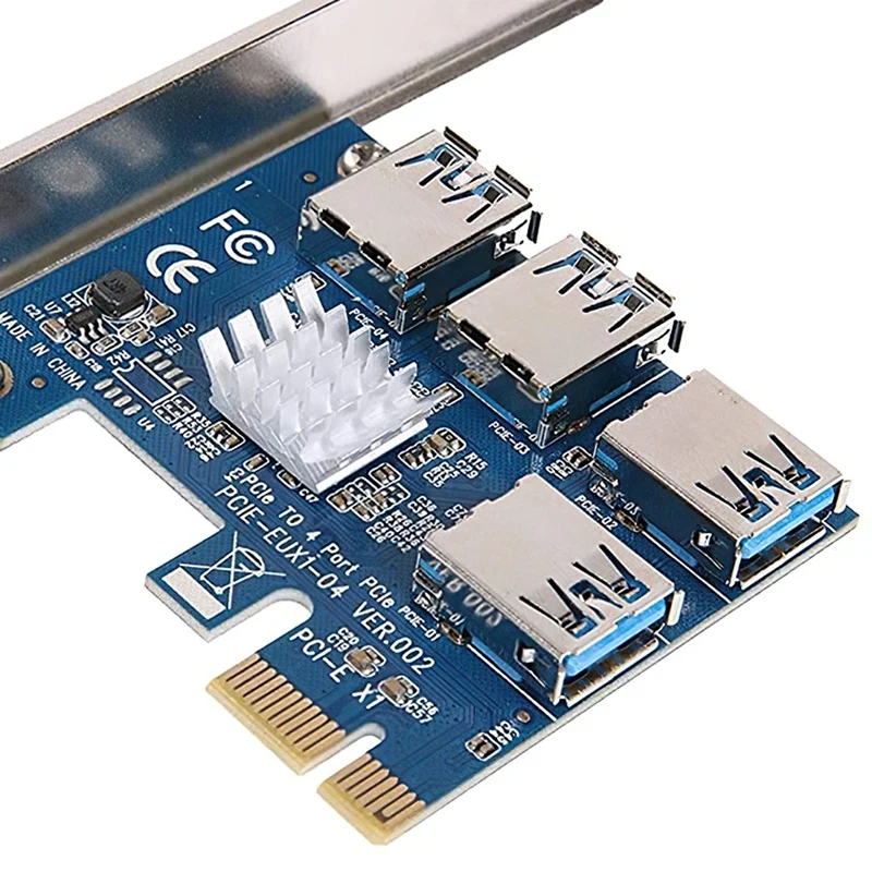 PCI-E Express 1X To 16X Riser 009S Card Adapter PCIE 1 To 4 Slot Pcie Port Multiplier Card For BTC Bitcoin Miner Mining