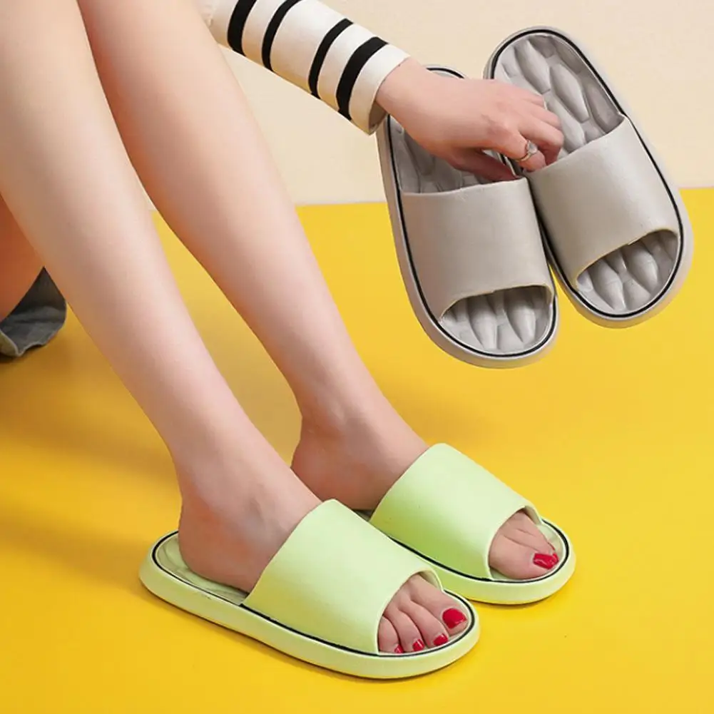 Super Light Soft Slippers Simple Fashion Slides EVA Elastic Shoes Colorful Sneakers In Door Bathroom Flip Flops view 5