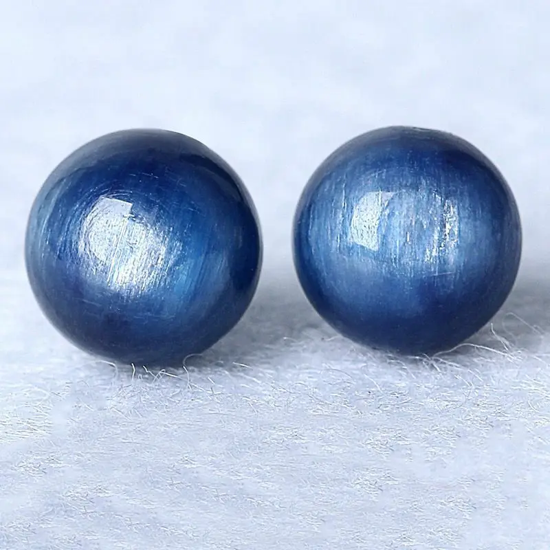 High Quality Natural Kyanite Stone Smooth Round Shape 1Pcs Loose Beads Necklace Bracelet Jewelry Accessories sk237