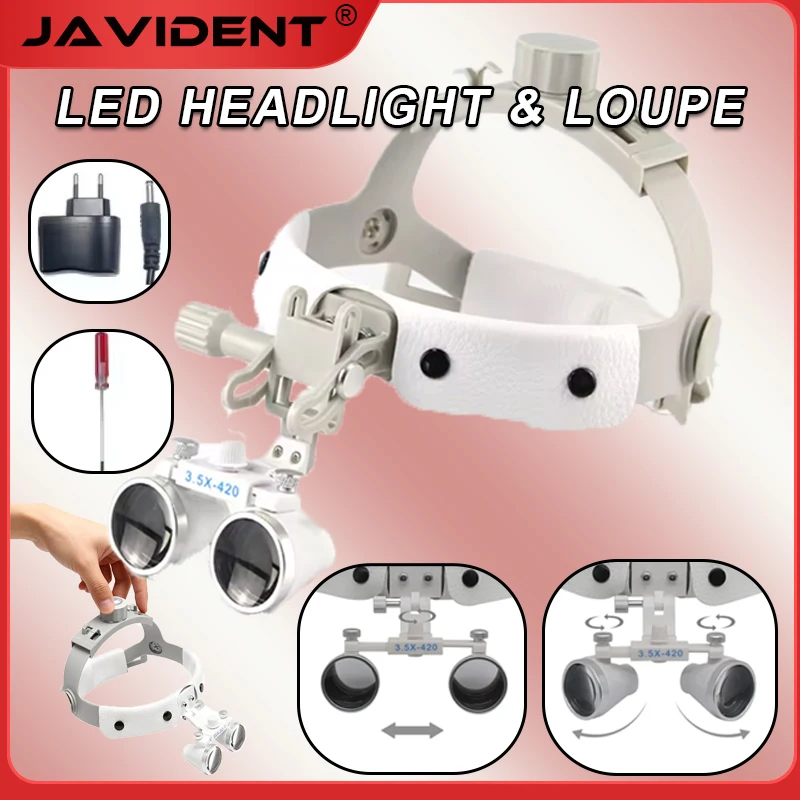 Dental Headband Binocular Magnifier Surgical LED Headlamp 5W Adjustable Brightness Spotlight Oral Examination Equipment