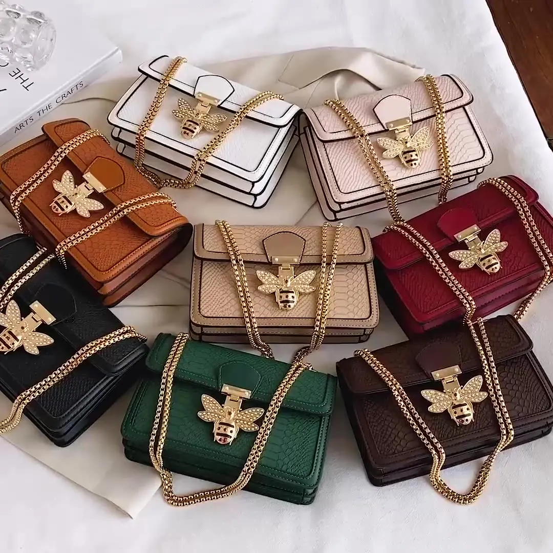 ﻿  Luxury Handbags for Women Crossbody Bags Bee Lock Tote Casual Flap Purses Crocodile Print Leather Handbag Ladies Shoulder Ba