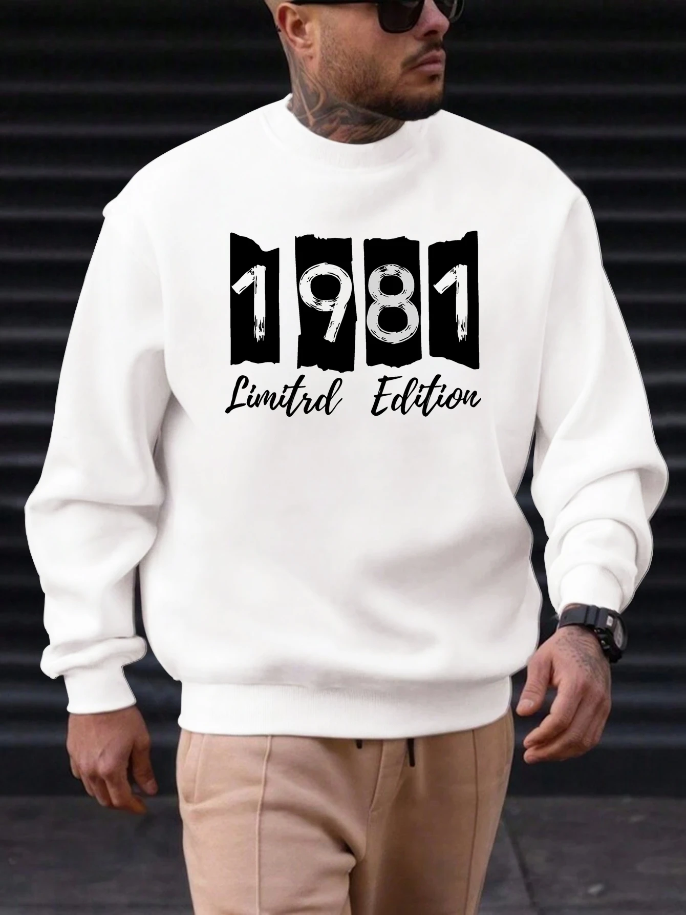 

2025 New Men's Cotton Sweatshirt 1981 Pattern Printing Round Neck Fashion Casual High Quality Daily Top Clothing