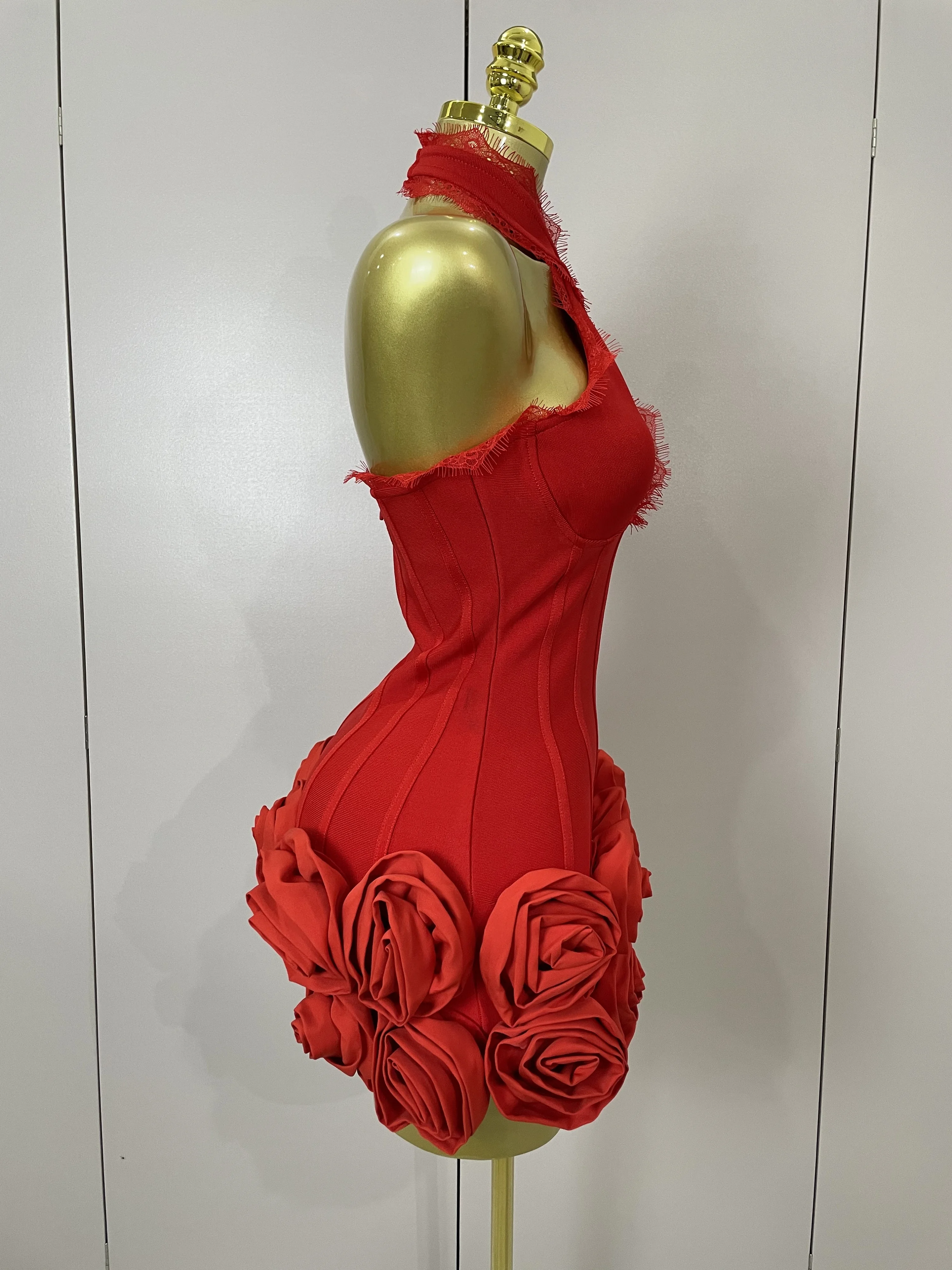 strapless open back dress Red Bandage Dress: Cross-Neck Bodycon main image 1