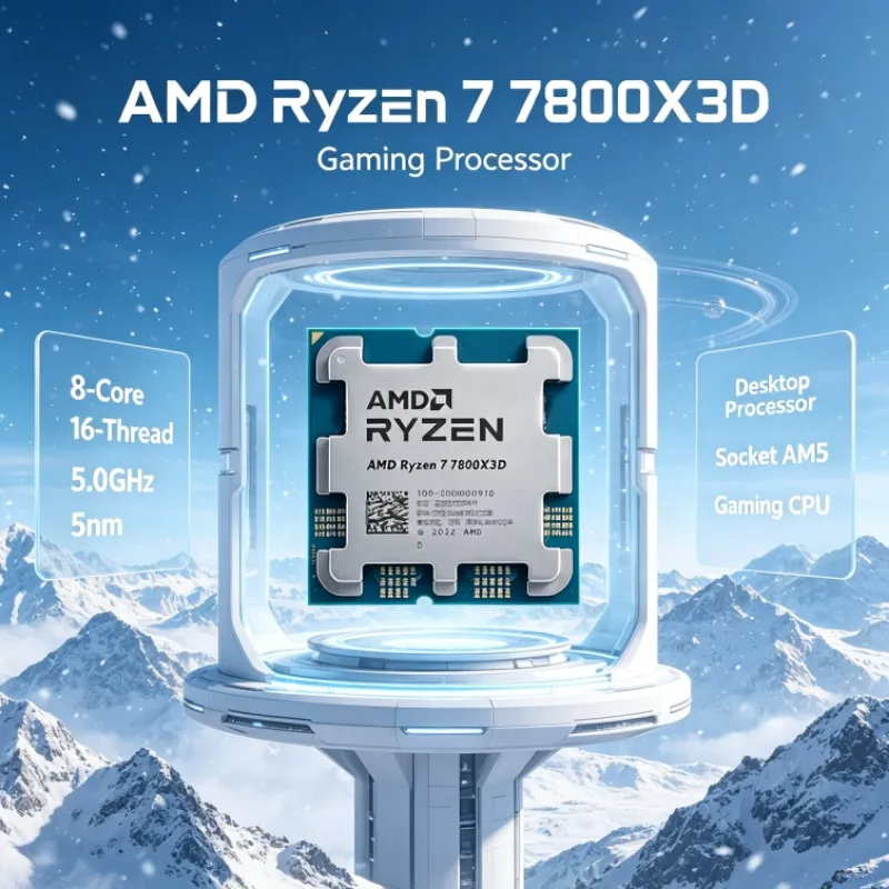 AMD Ryzen 7 7800X3D CPU Processor 5.0GHz 8-Core 16-Thread Socket AM5 5nm 96M Cache