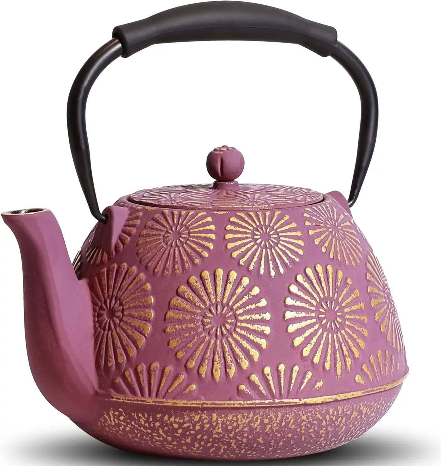 

Cast Iron Teapot, 40oz Tea Kettle with Infuser for Stove Top, Sakura Design Japanese Tea Pot for Loose Leaf Coated with Enameled