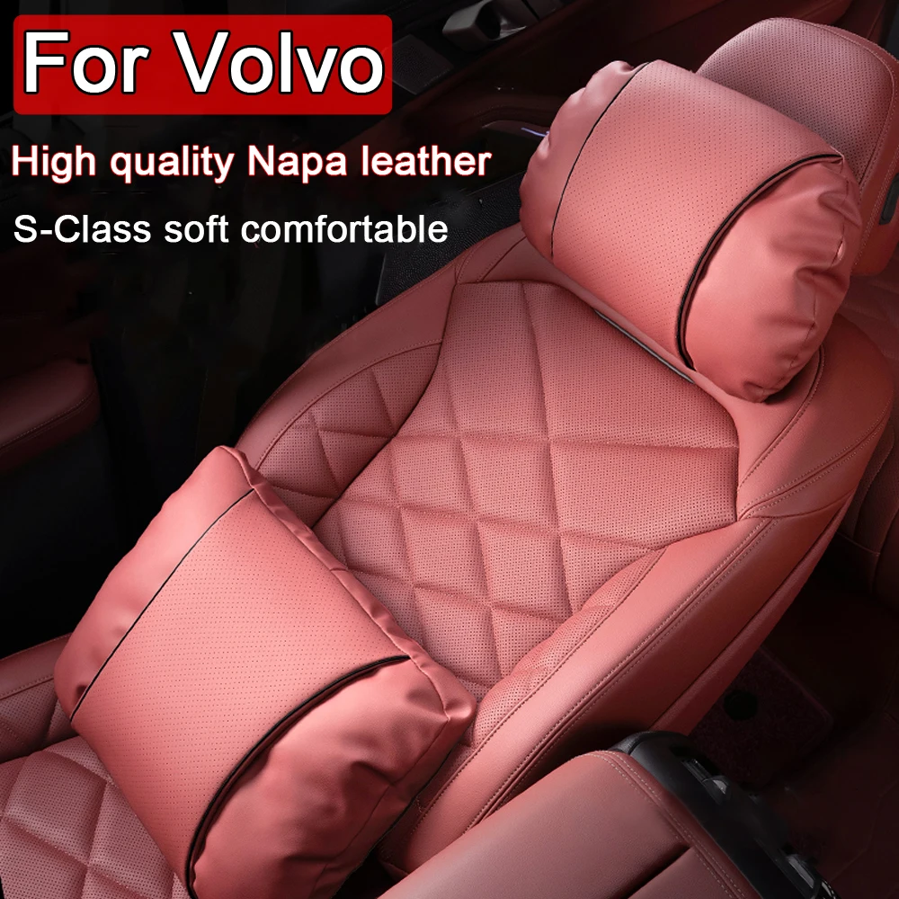 Car Headrest Neck Support Neck Pillow Nappa leather Seat Lumbar Pillow For Volvo XC60 XC90 S90 V90CC S60 V60CC V40 S80 XC40