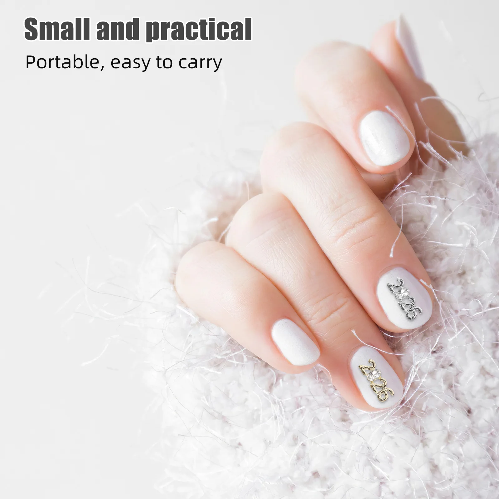 ชาร์มโลหะรูปตัวเลข 60 ชิ้น รุ่น 2026 สำหรับตกแต่งเล็บ งานปาร์ตี้ งานแต่งงาน อุปกรณ์ทำเล็บ