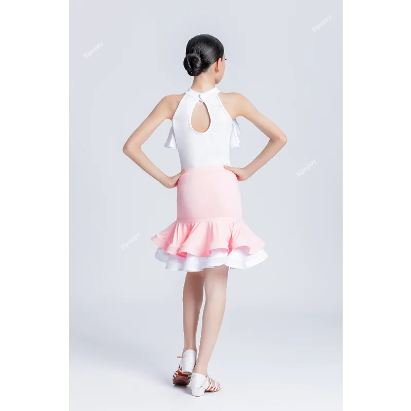 Vestido infantil de dança latina, Roupa de performance de competição profissional, Menina, Verão