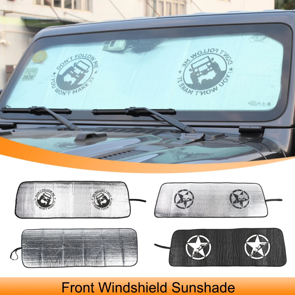 Car Front Windshield Sunshade Cover for Jeep Wrangler JL Gladiator JT 2018 2019 2020 2021 2022 2023 2/4 Doors Interior Accessory