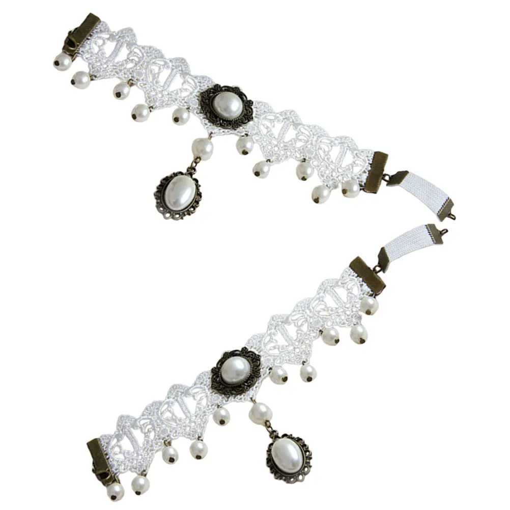 

2pcs Elegant Lace Arm Cuffs Adjustable Wrist Bands Stylish Upper Arm Accessories For Weddings Parties Formal Events Hand Cuff