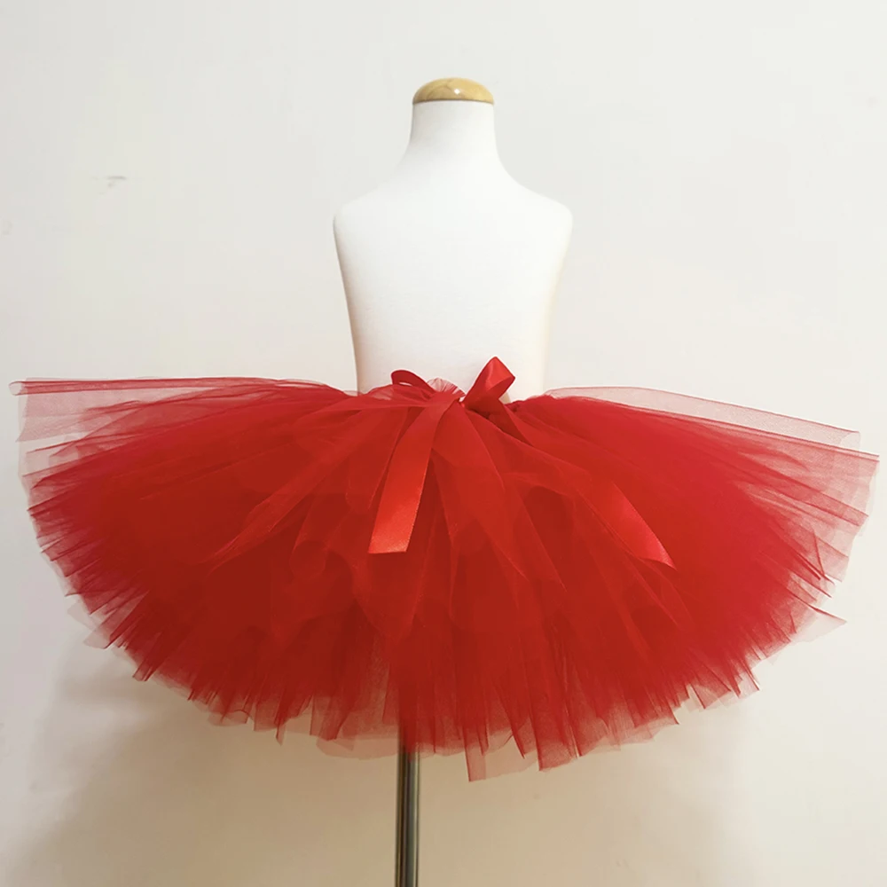 Effen Rood Meisje Rokken Kinderen Dans Kostuums Voor Kinderen Tutu Prinses Tule Ballet Rok Voor Verjaardagsfeestje Baby Fotografie