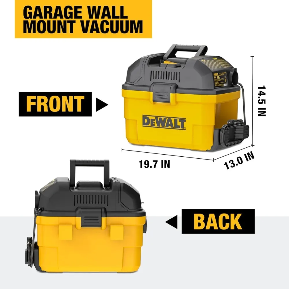 6 Gallon 5HP Wall-Mounted Wet/Dry Vacuum Cleaner for Garage Use
