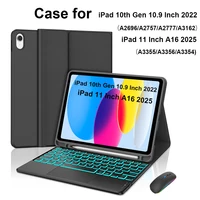 Funda para iPad A16 11 pulgadas 2025 A3355 A3356 A3354, funda para teclado Bluetooth para iPad 10.9 pulgadas 2022 A2696 A2757 A2777 A3162