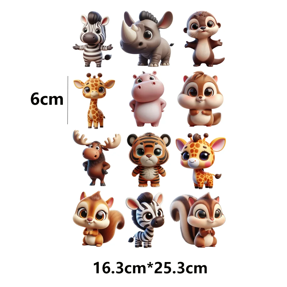 12 قطعة/الوحدة الحرارة الحرارية نقل تي شيرت الكي ملصقات لطيف Kawaii الحيوان الحديد على بقع لاصقة الحرارية للأطفال الملابس DIY بها بنفسك #4