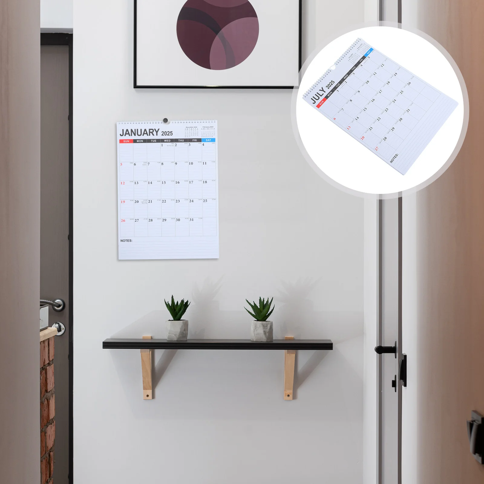 

2025 18-Month Calendar Aesthetic Household Wall Aldult Office Paper Academic Home Hanging