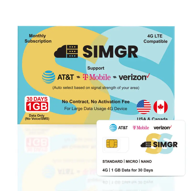 بطاقة SIM 4G لشبكة AT&T T-Mobile Verizon المدفوعة مسبقًا في الولايات المتحدة الأمريكية 30 جيجابايت/30 يومًا 60 جيجابايت/1 سنة