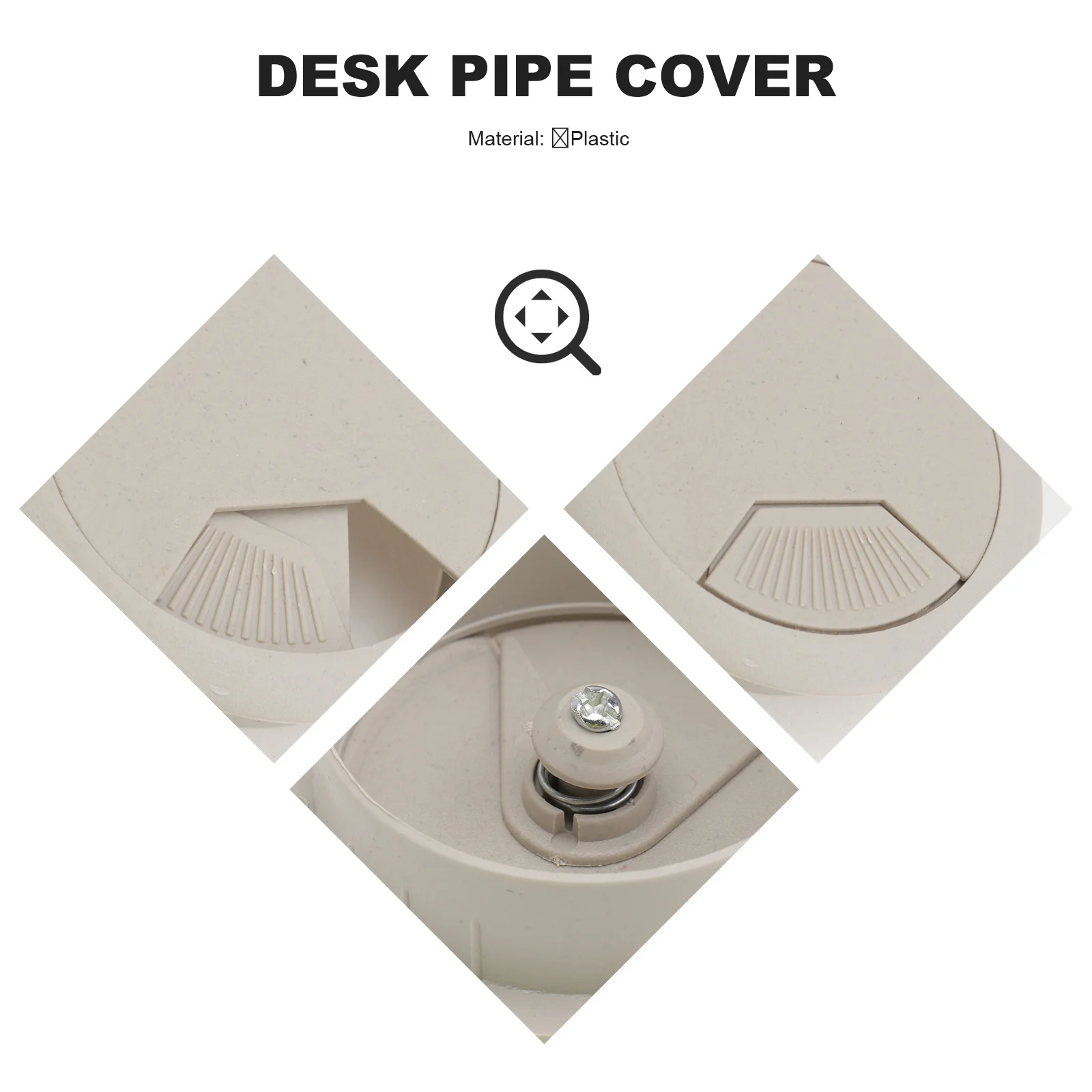 10Pcs Office Desk Grommet Round Cable Hole Cover 53mm Plastic Rotatable Cable Cover for Computer Home Hotel Bank Office