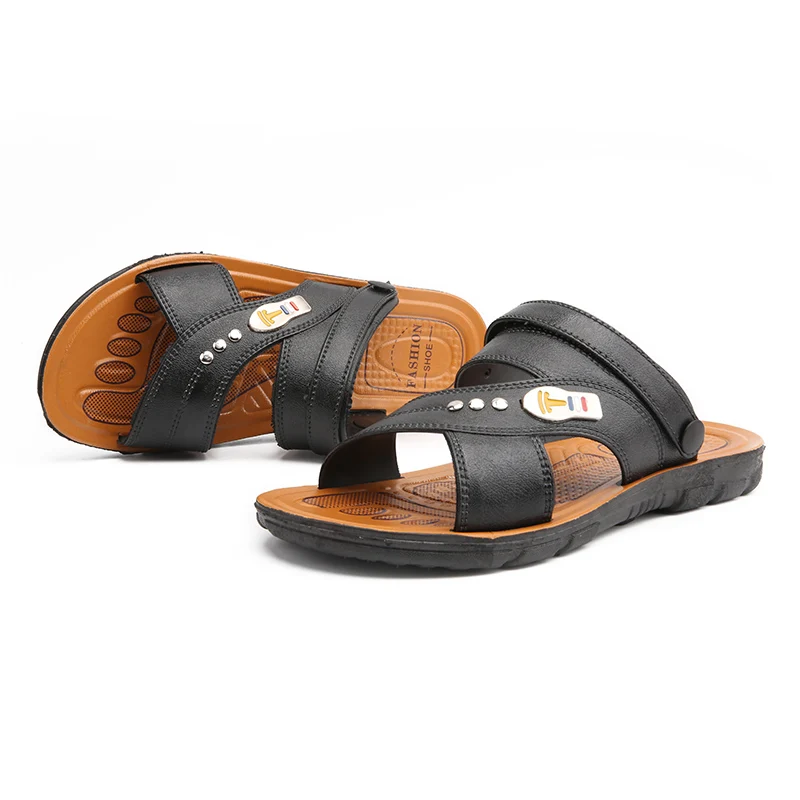 Sandal Kulit Baru Musim Panas Sandal Pantai Luar Ruangan Ujung Terbuka Sepatu Antiselip Bersirkulasi Tujuan Ganda Sandal Nyaman Kasual