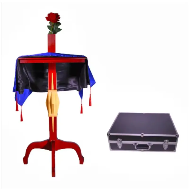 Professionele zwevende tafel goocheltruc |   Multifunctionele vierkante tafel met kandelaar, bloempot, podiumillusiegimmick