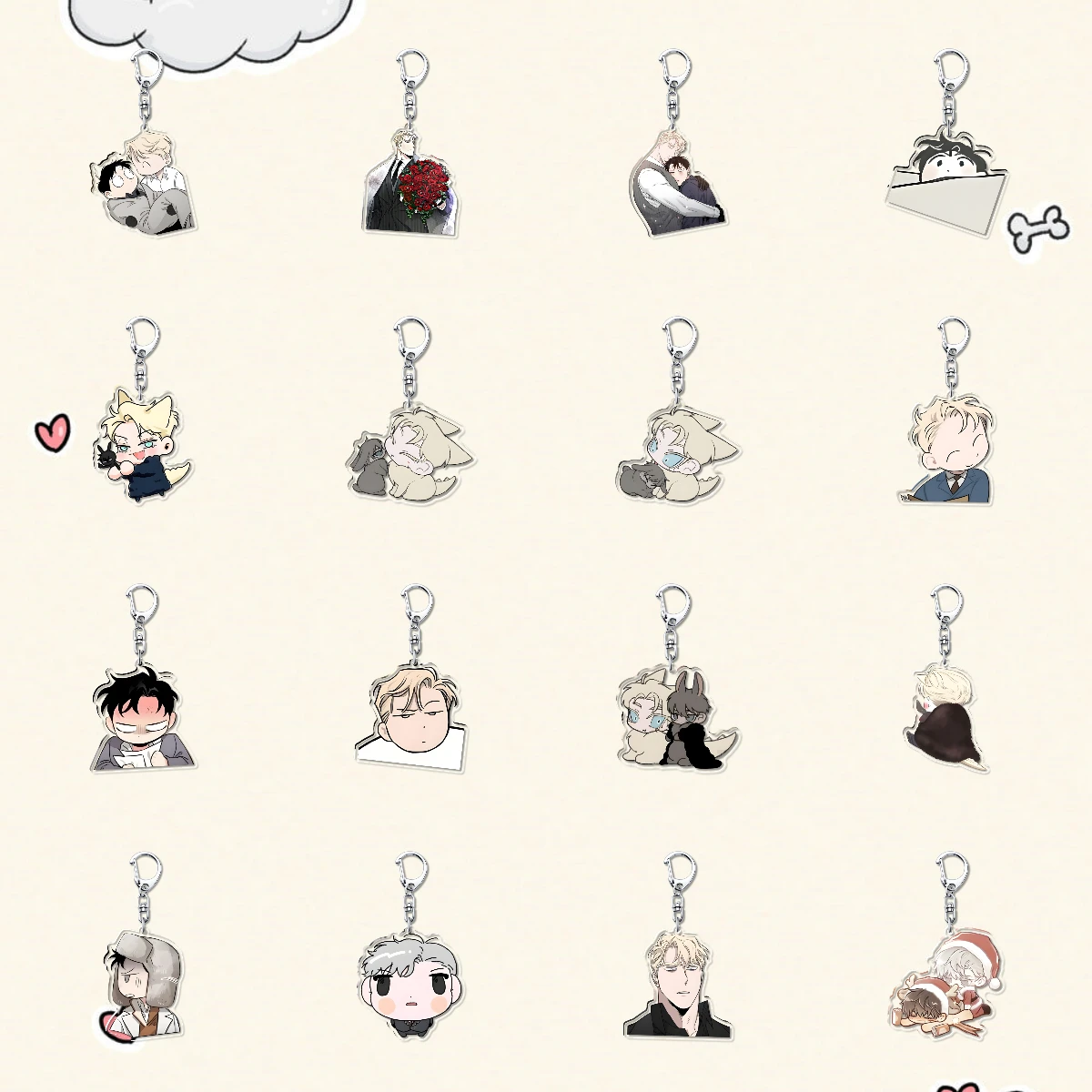 Hot Korean Cartoon BL Manga Anime Roses and Champagne keychain Fans Collection Jewelry Gift