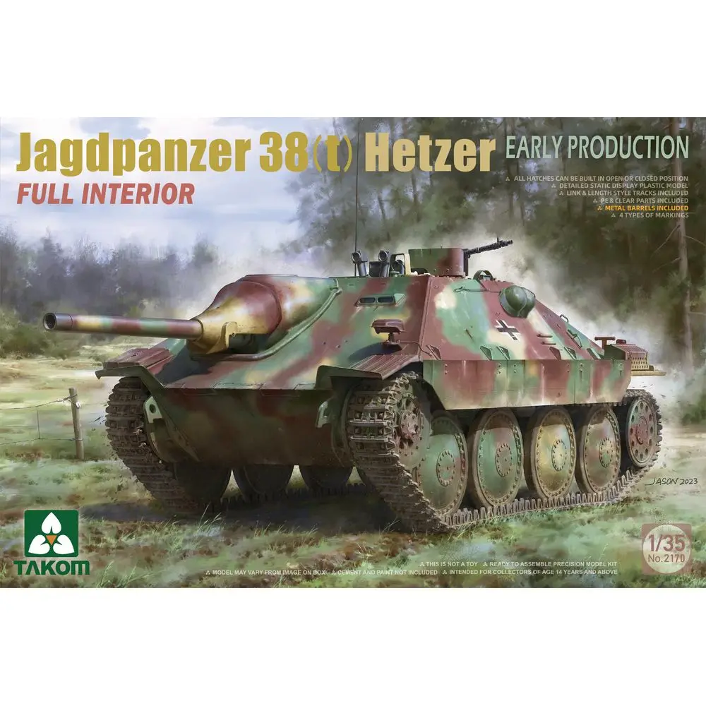 TAKOM 2170 1/35 Jagdpanzer 38(t) Hetzer w/Full Interior Early Production - Scale Model Kit