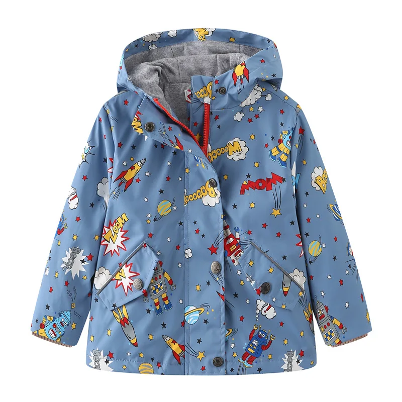 

Spring Autumn Boys Jackets And Coats Hooded Cartoon Kids Boys Zipper Jacket Waterproof Coat For Children's Casual Clothes