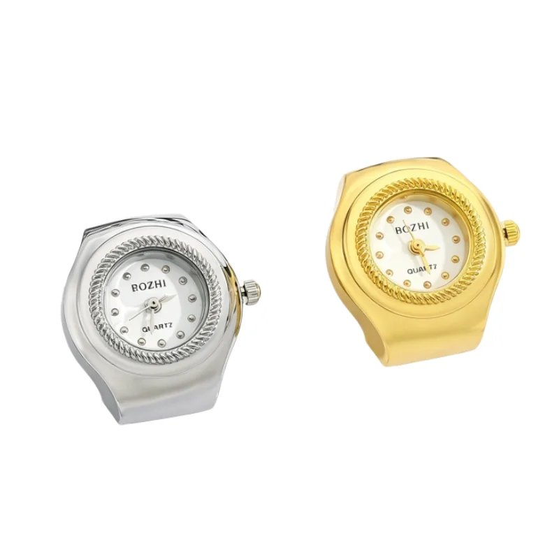 New Hot Selling Creative Alloy Shell Circular Dial Couple Ring Watch Finger Watch Cheap Gift
