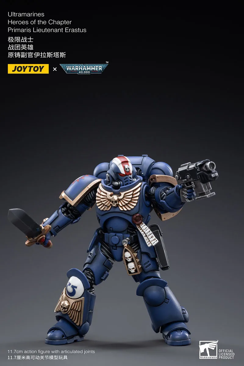 JOYTOY Warhammer 40K 1/18 Ultramarines Heroes of the Chapter Actionfigur Primaris Ancient Posca Lieutenant Erastus Sergeant