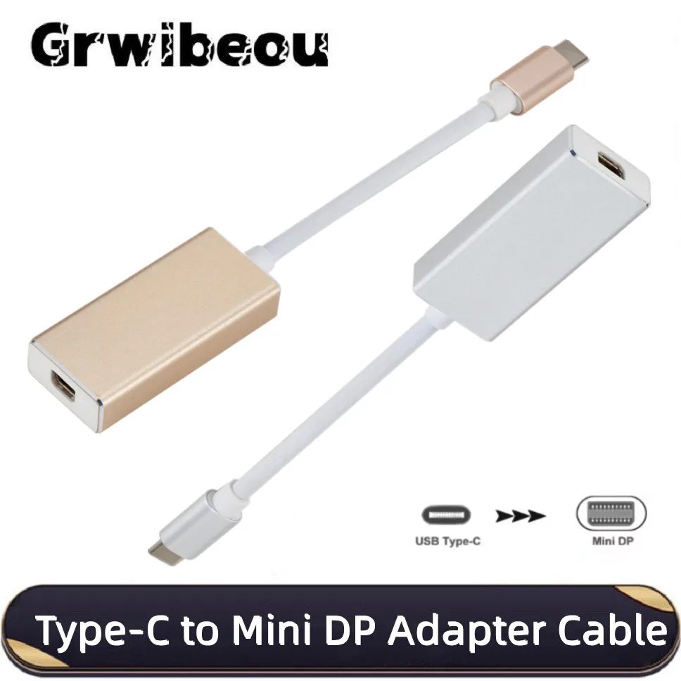 

GRWIBEOU USB C to Mini DP Adapter 4K Type-C to Mini DisplayPort Converter for MacBook Pro Air iPad Pro Plug and Play
