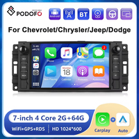 Podofo 2din 7” Android Car Stereo Radio For Chevrolet Chrysler Jeep Dodge 2+64G Carplay Android auto GPS Navigation Bluetooth