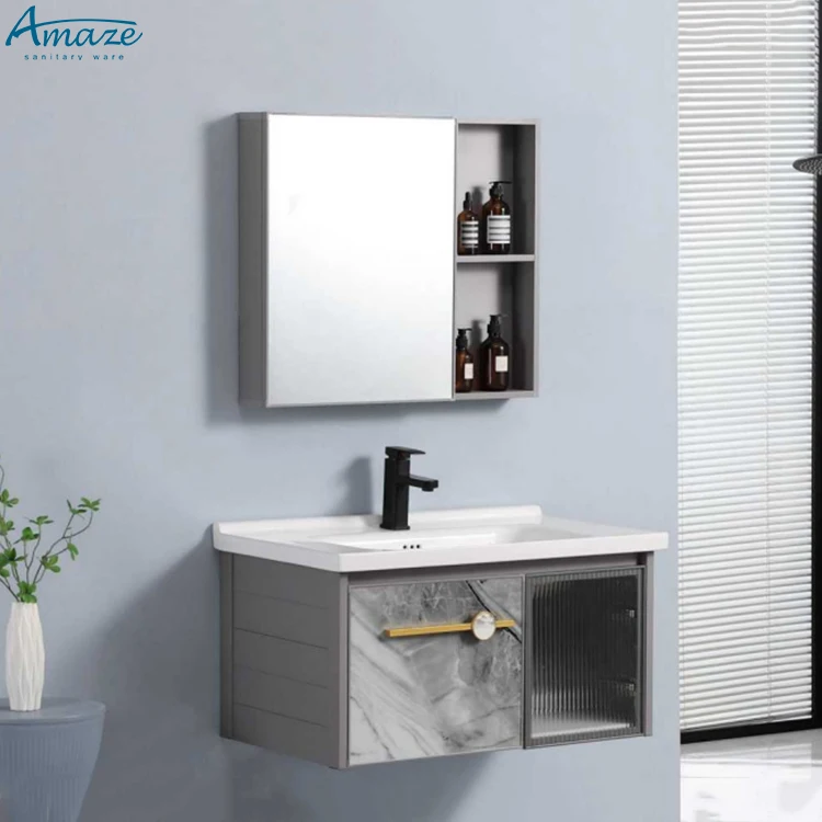 Factory Wholesale Hotel Sales Hot Modern Bathroom Vanity Sink Wall Mounted Bathroom Mirror Cabinet Set