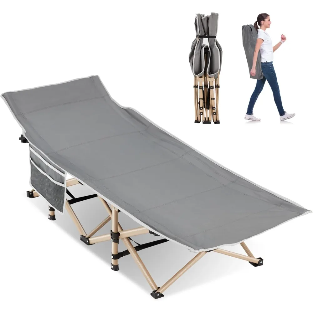 

XMSJ Folding Camping Cot for Sleeping,Portable Cots for Adults, Heavy Duty Cot Bed 550LBS(Max Load),Extra Wider Cots with Large