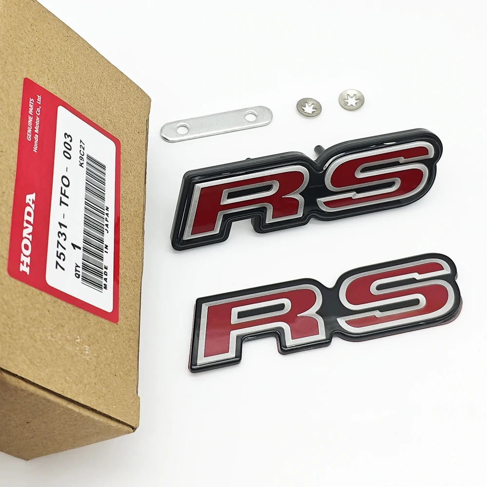 

Luxury 3D Red RS Logo Emblem Front Grill Badge Rear Trunk Sticker For Honda Civic GK5 Fit GE8 Jazz City Jade CRV Car Accessories