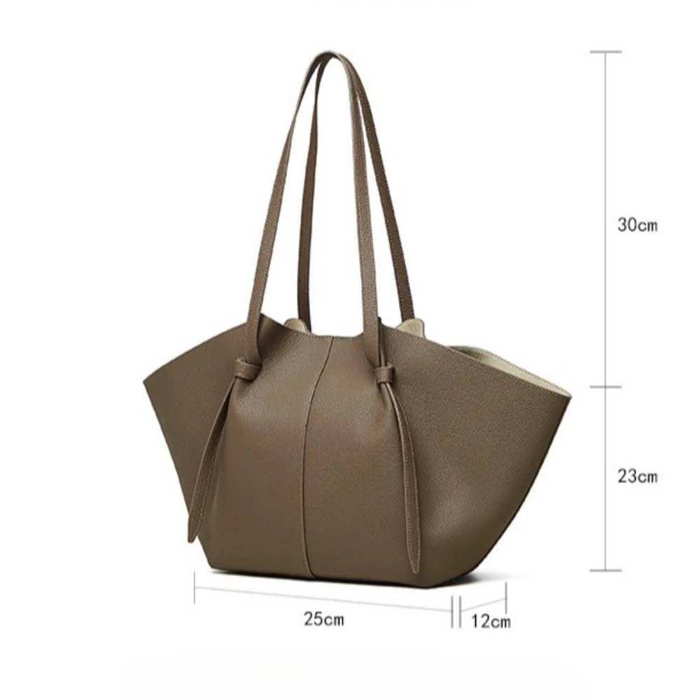 First Layer Cowhide Tote Bag Fashionable and Versatile Handbag