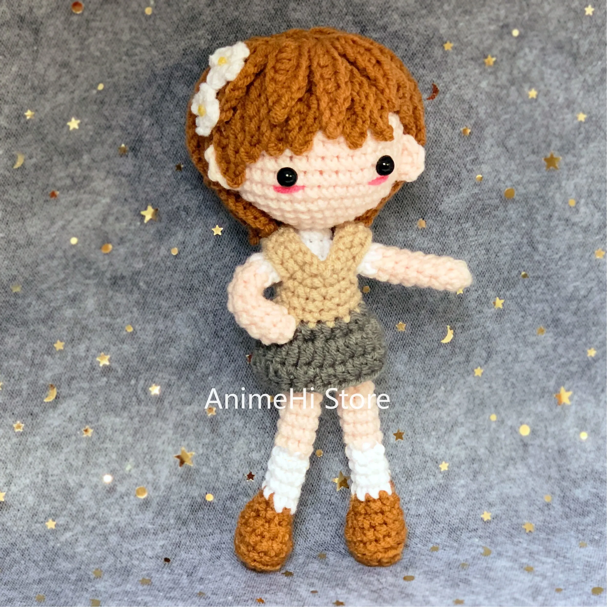 Misaka Mikoto Shirai Kuroko Hand Wool Knitting Plush Doll Anime Figure Cosplay Soft Toys for Gift